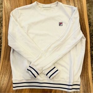 Fila White Crewneck Sweatshirt with Navy Accents